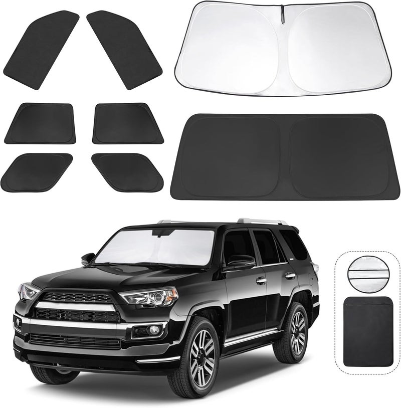 TINGLU Window Shades for Toyota 4Runner 2010-2024 Accessories Car Side Full Windows Rear Triangular Windshield Sun Shade Sun UV Rays & Privacy Protection for Camping,Napping,and Relaxing 8PCS - Image 1